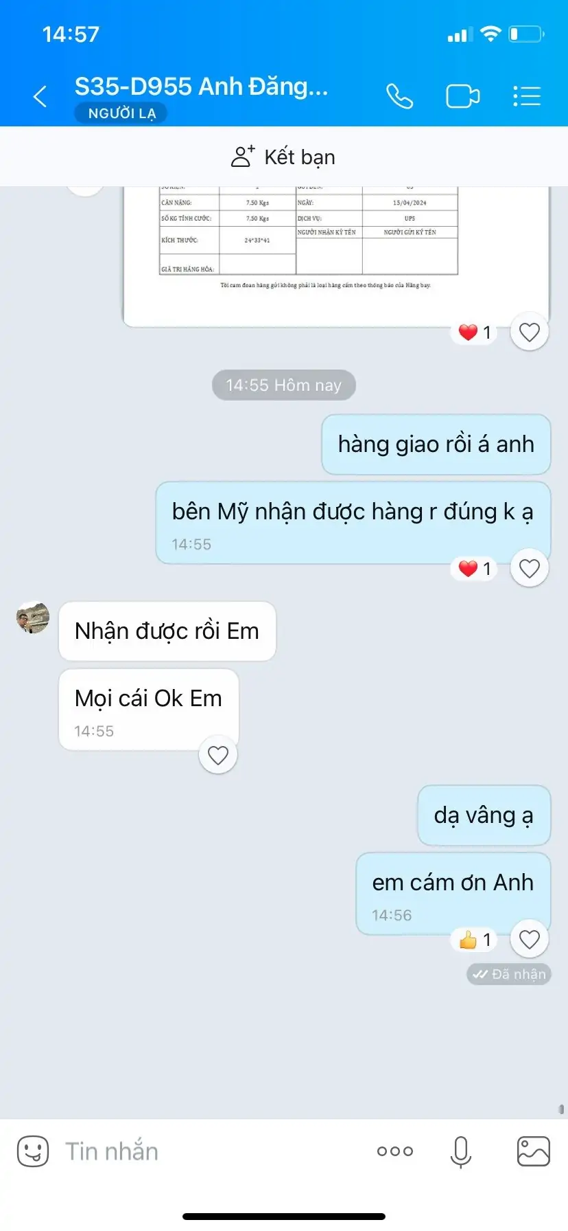 phản hồi của khách hàng