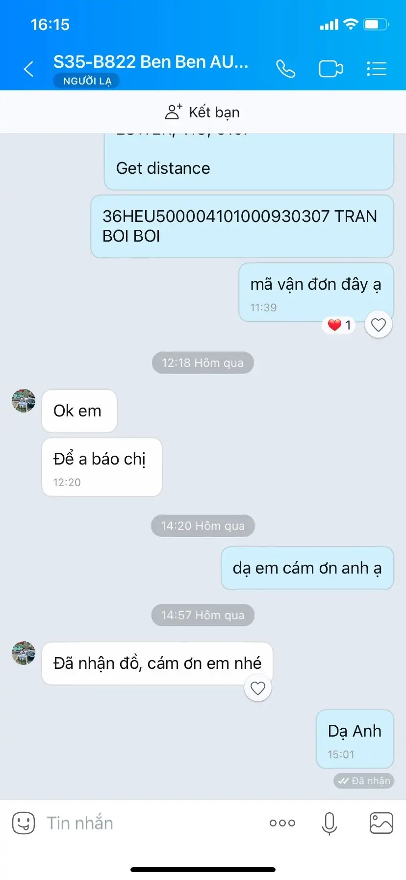 phản hồi của khách hàng