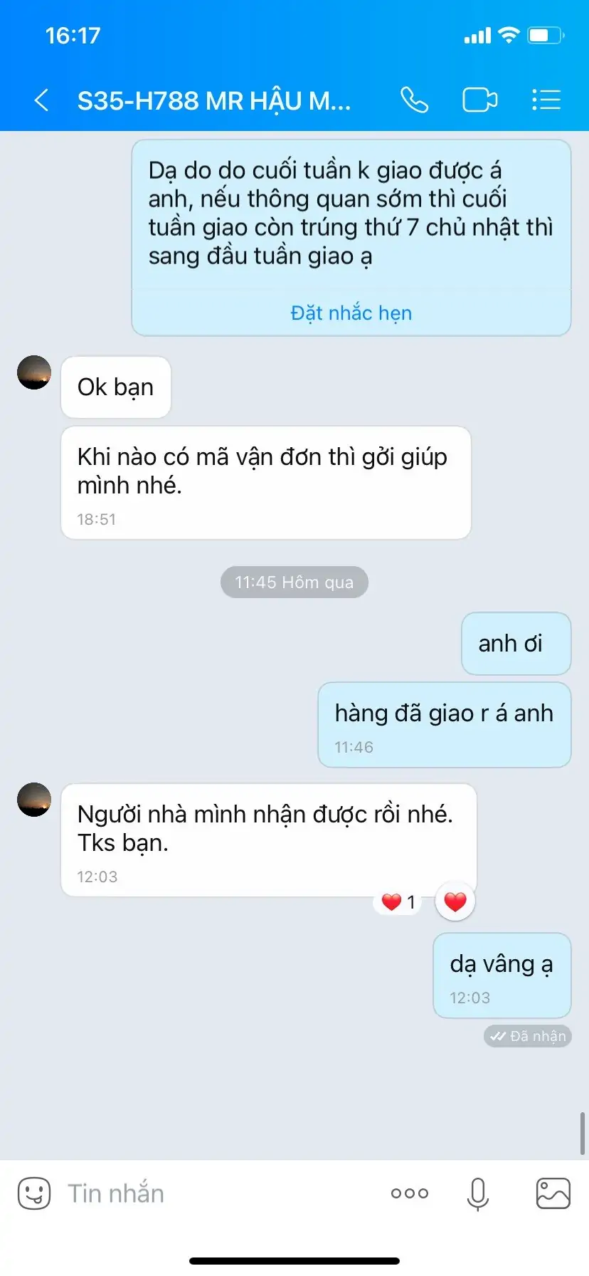phản hồi của khách hàng